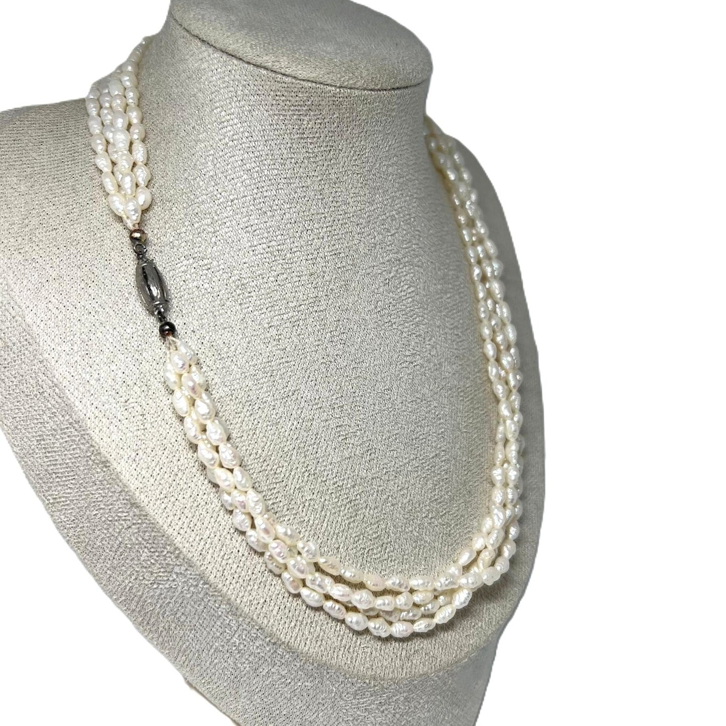 Art-Déco Collier 4-reihig mit Süßwasserperlen