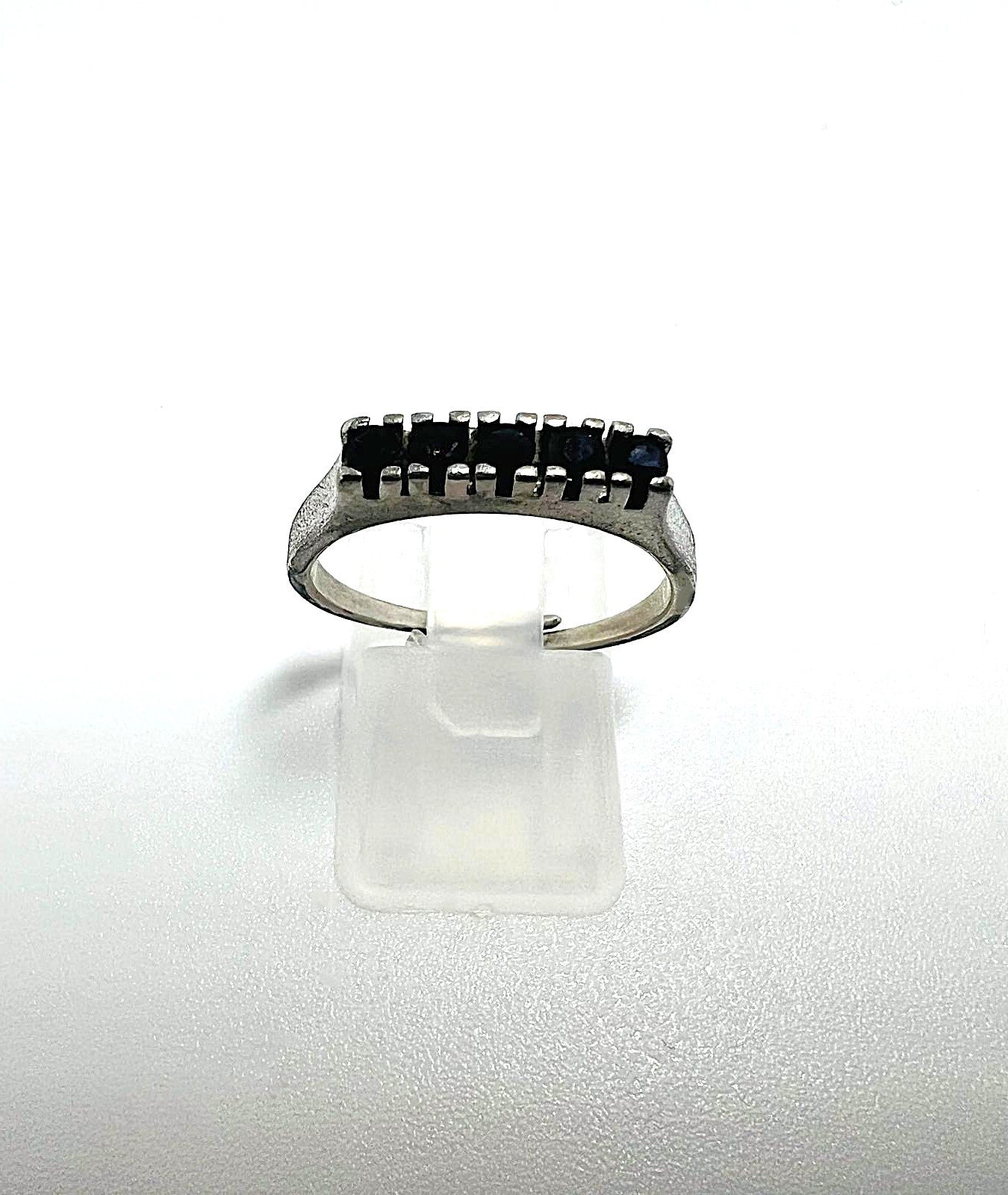 835 silver Art Deco ring with genuine sapphire gemstones – adjustable size