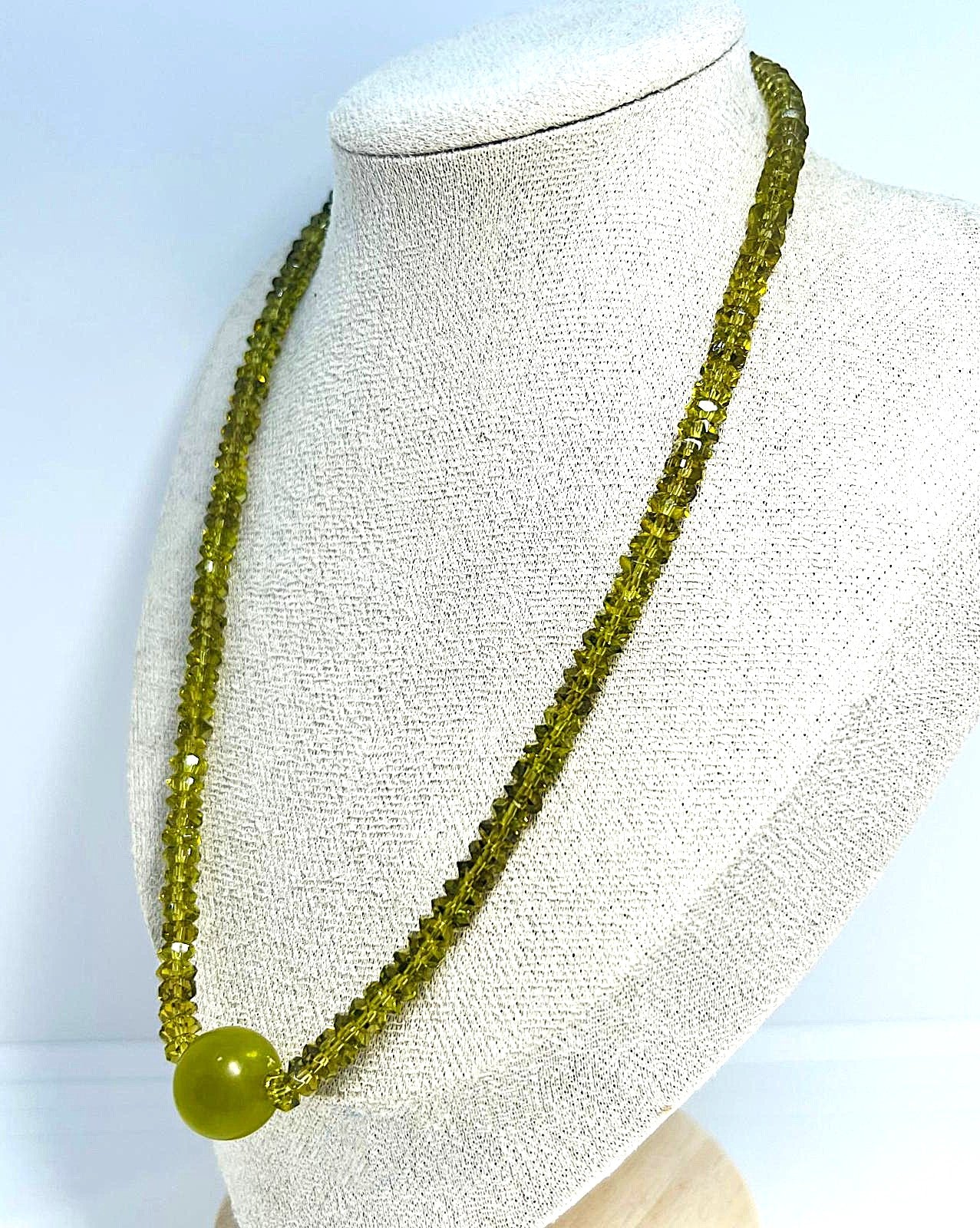 Genuine faceted peridot necklace – olive green – gemstone necklace – magnetic clasp