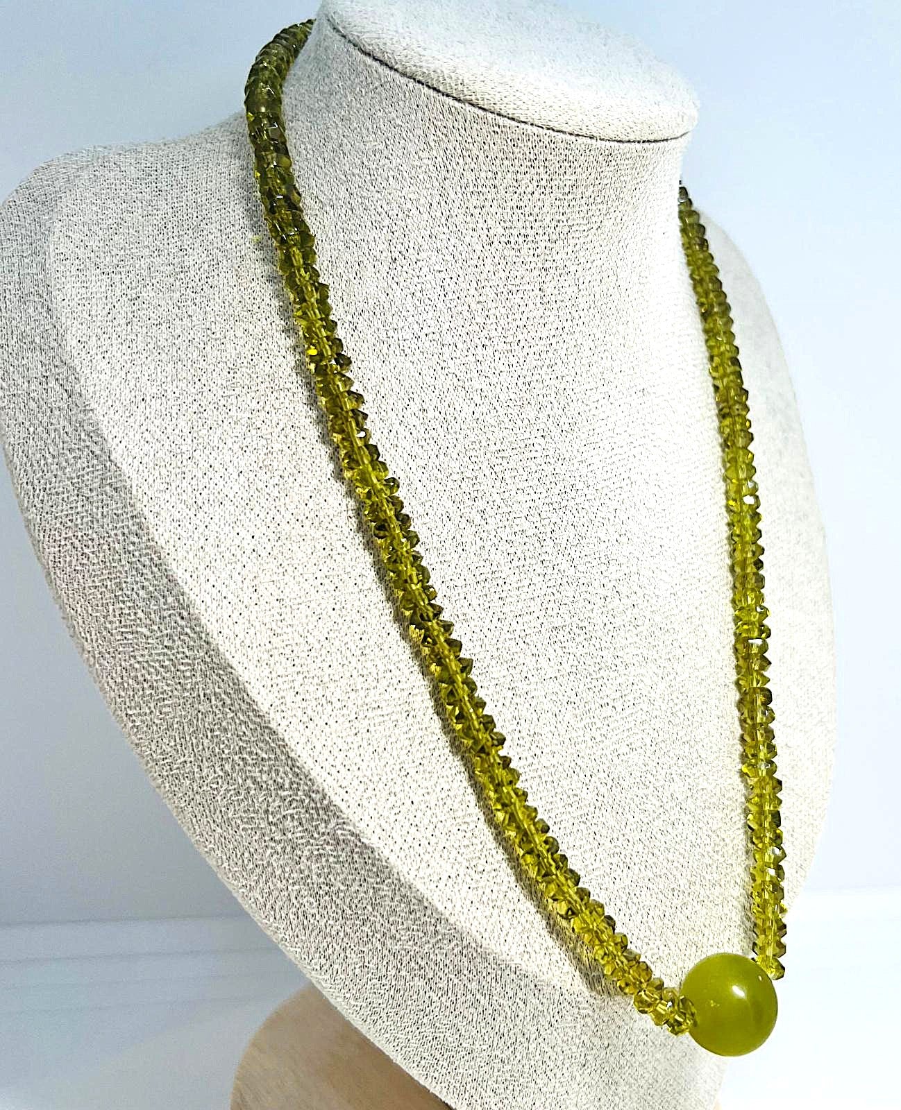 Genuine faceted peridot necklace – olive green – gemstone necklace – magnetic clasp