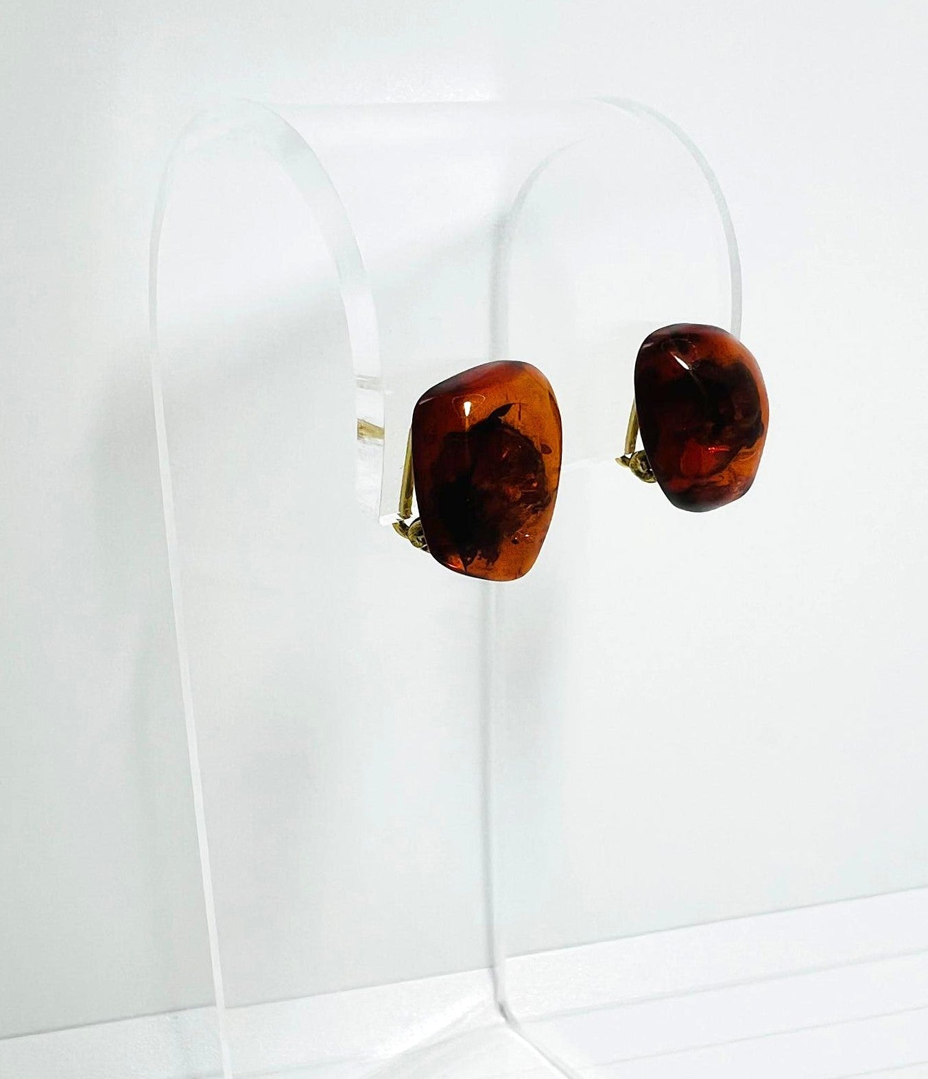Art Déco Ohrclips aus echtem Bernstein