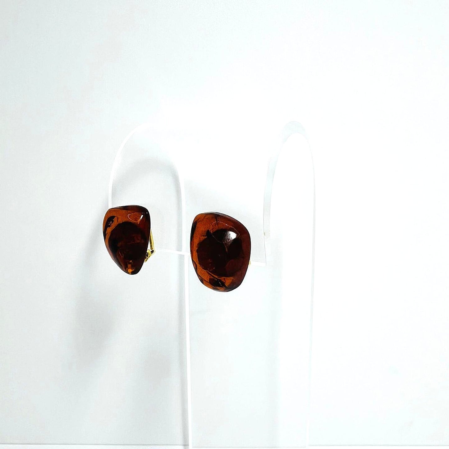 Art Déco Ohrclips aus echtem Bernstein