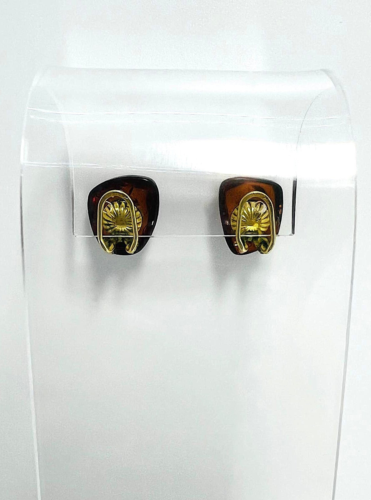 Art Déco Ohrclips aus echtem Bernstein