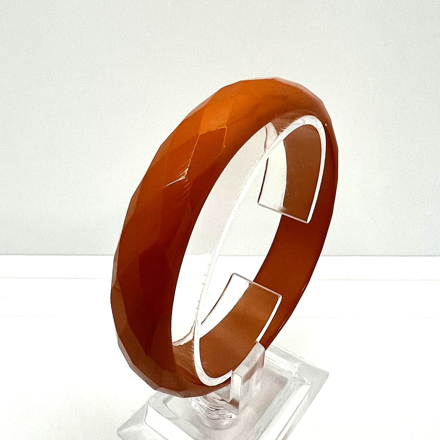 Faceted Solid Baltic Amber Bangle