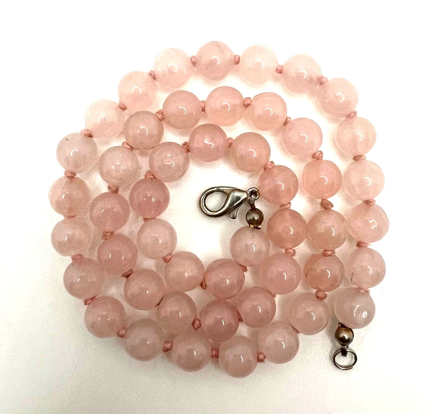 Vintage Rosenquarz Edelsteinkette
