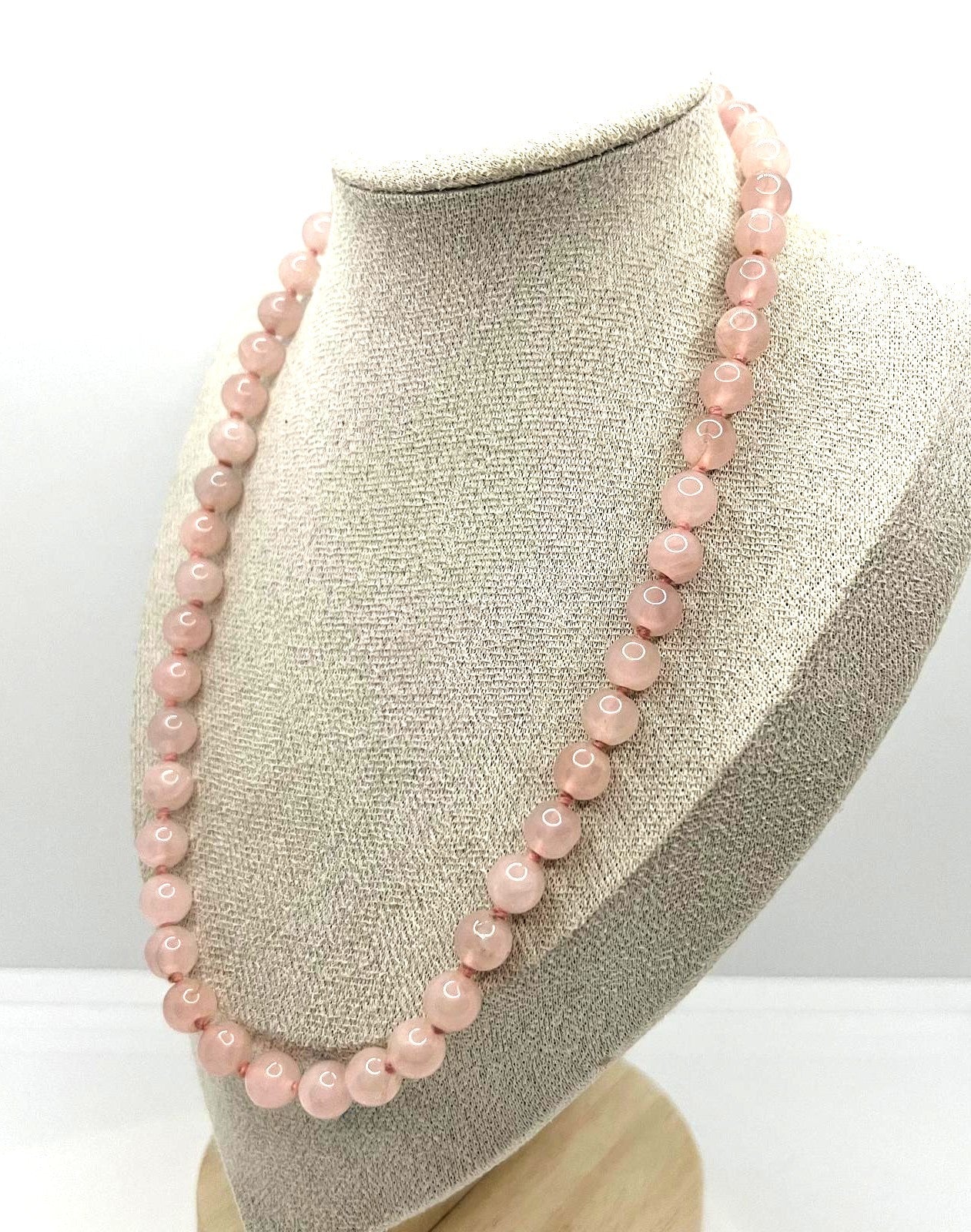 Vintage Rosenquarz Edelsteinkette