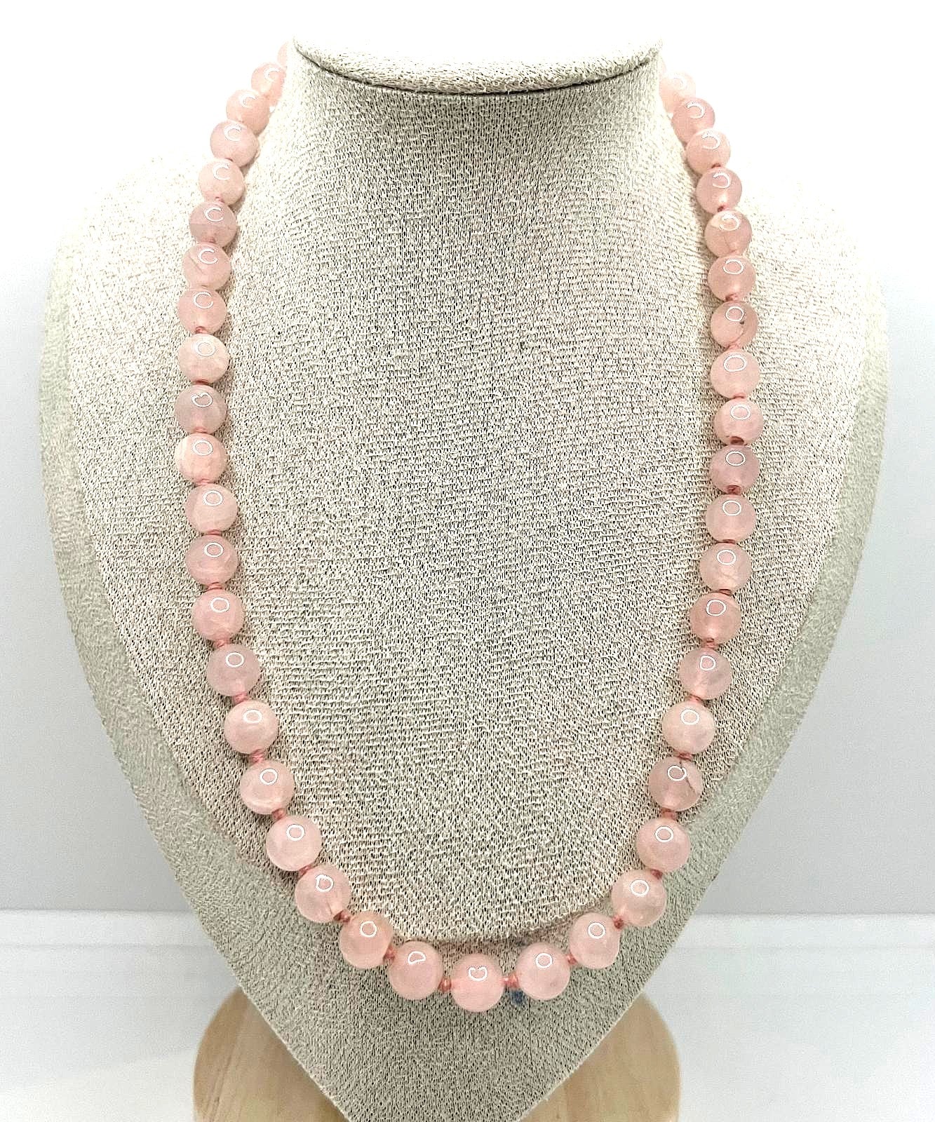 Vintage Rosenquarz Edelsteinkette