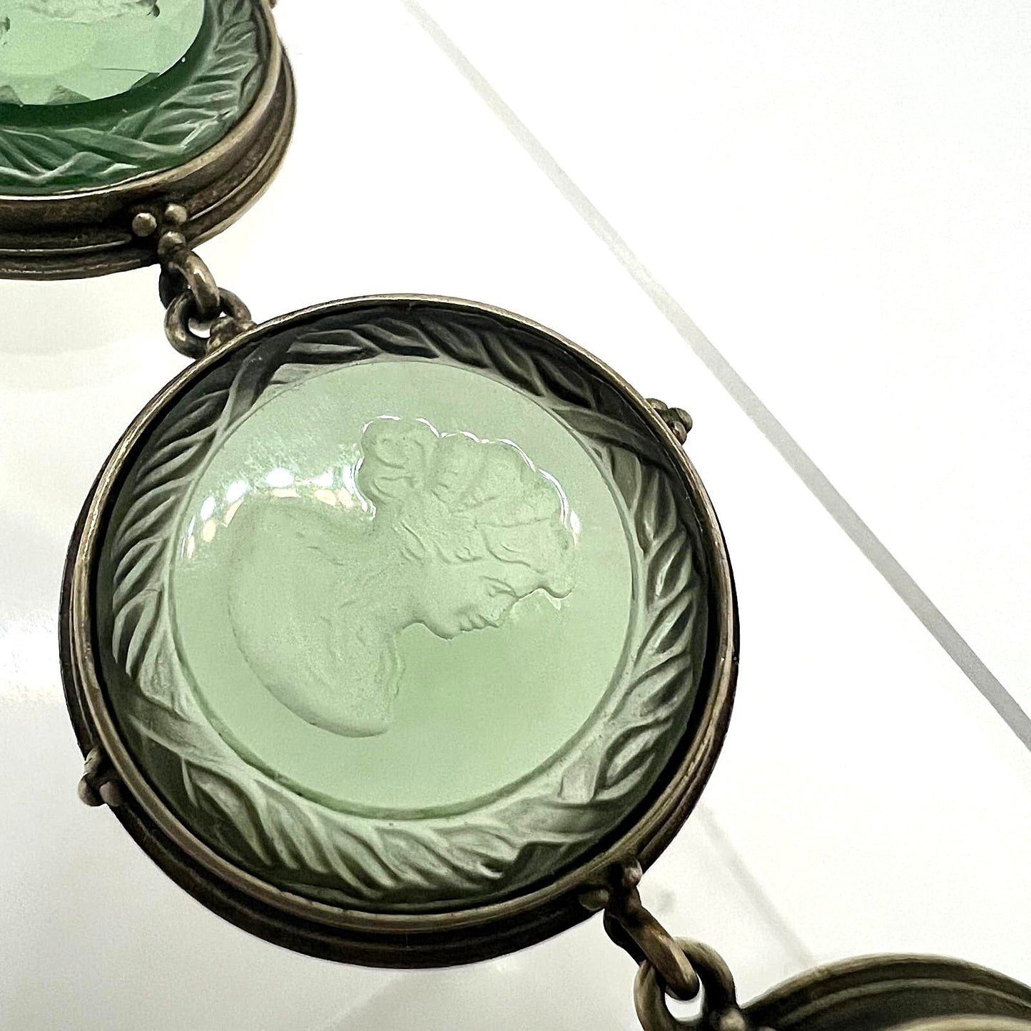 Art Deco Armband Silber Kristallglas Kamee