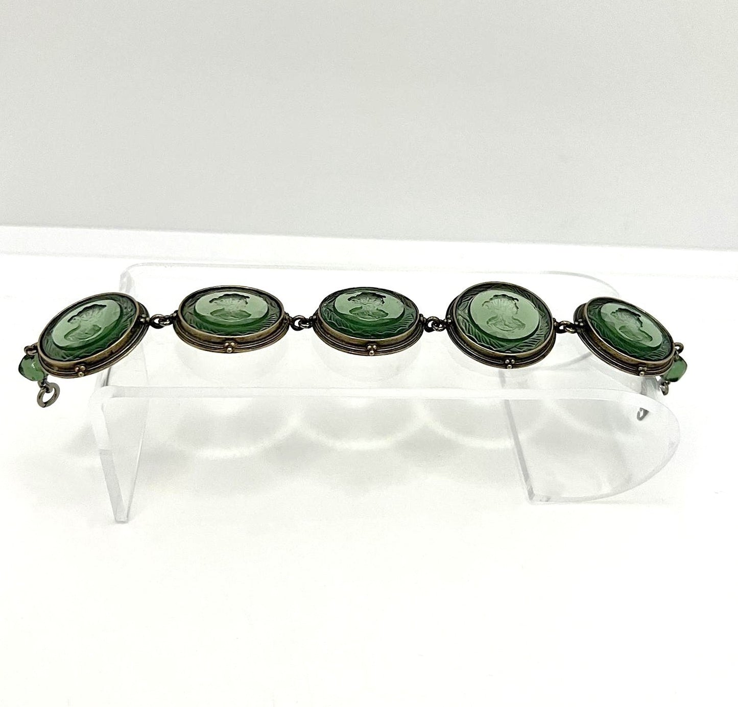 Art Deco Armband Silber Kristallglas Kamee