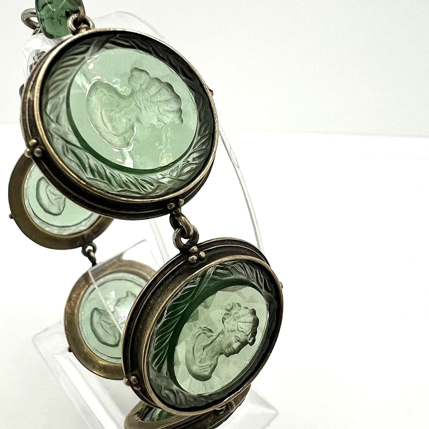 Art Deco Armband Silber Kristallglas Kamee