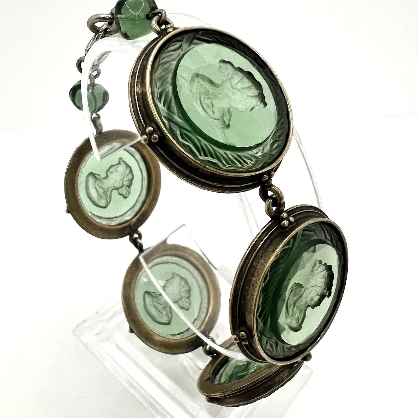 Art Deco Armband Silber Kristallglas Kamee