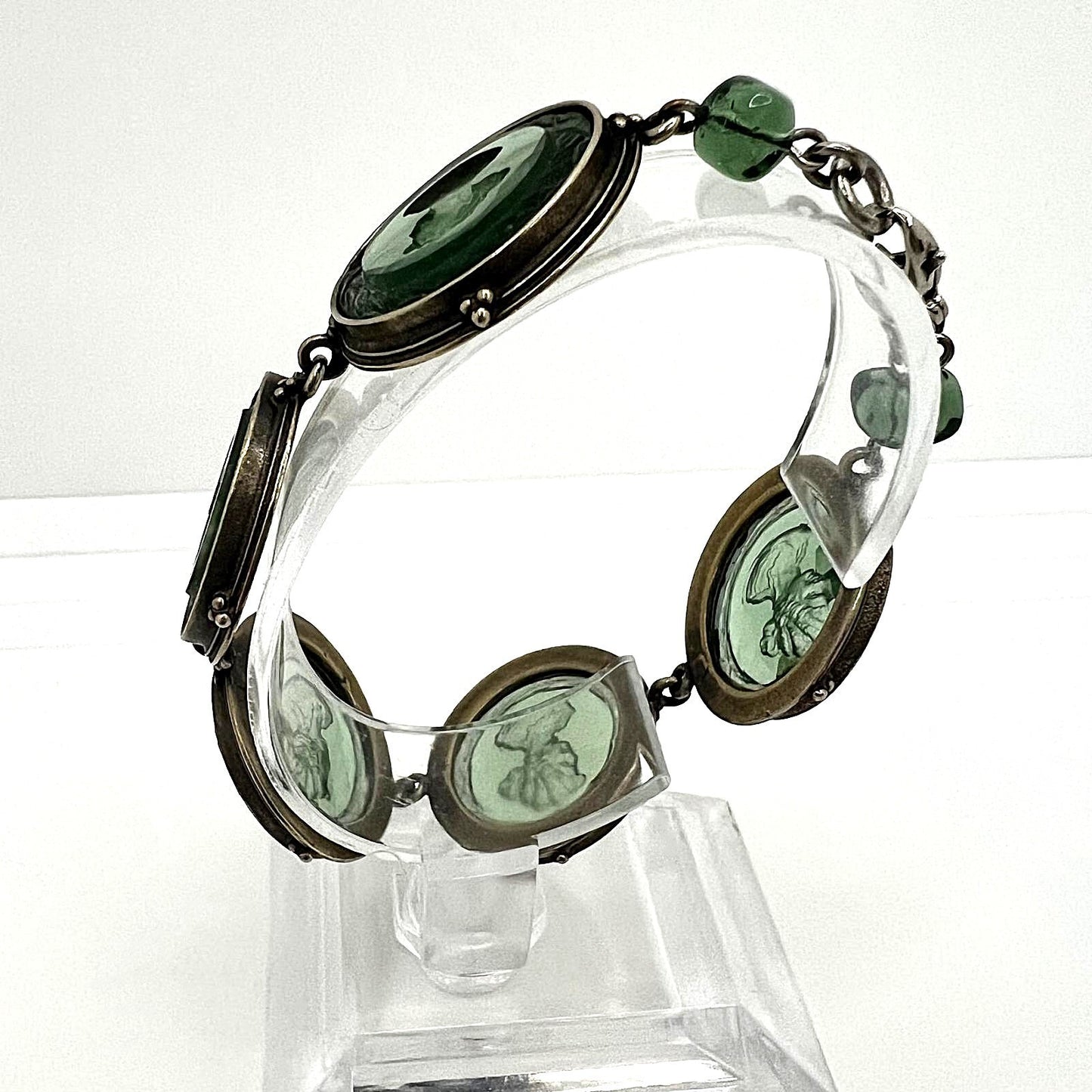 Art Deco Armband Silber Kristallglas Kamee