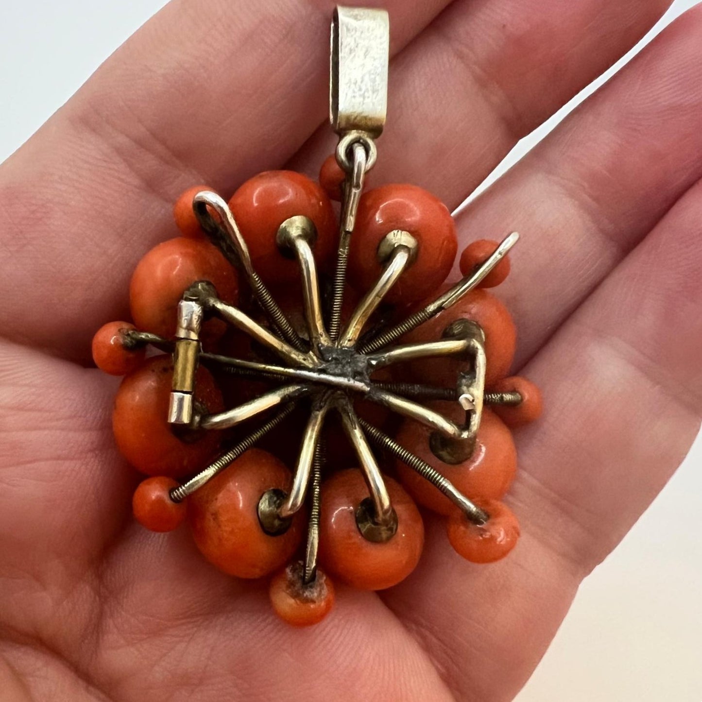 Biedermeier coral pendant 19.23g antique rarity jewelry 5cm collector's item