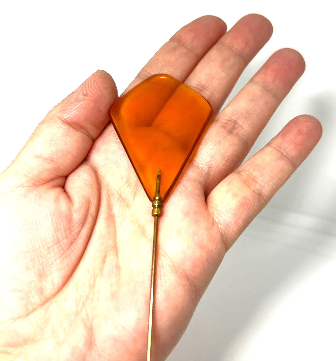 Antike XXL Hutnadel Bernstein Butterscotch