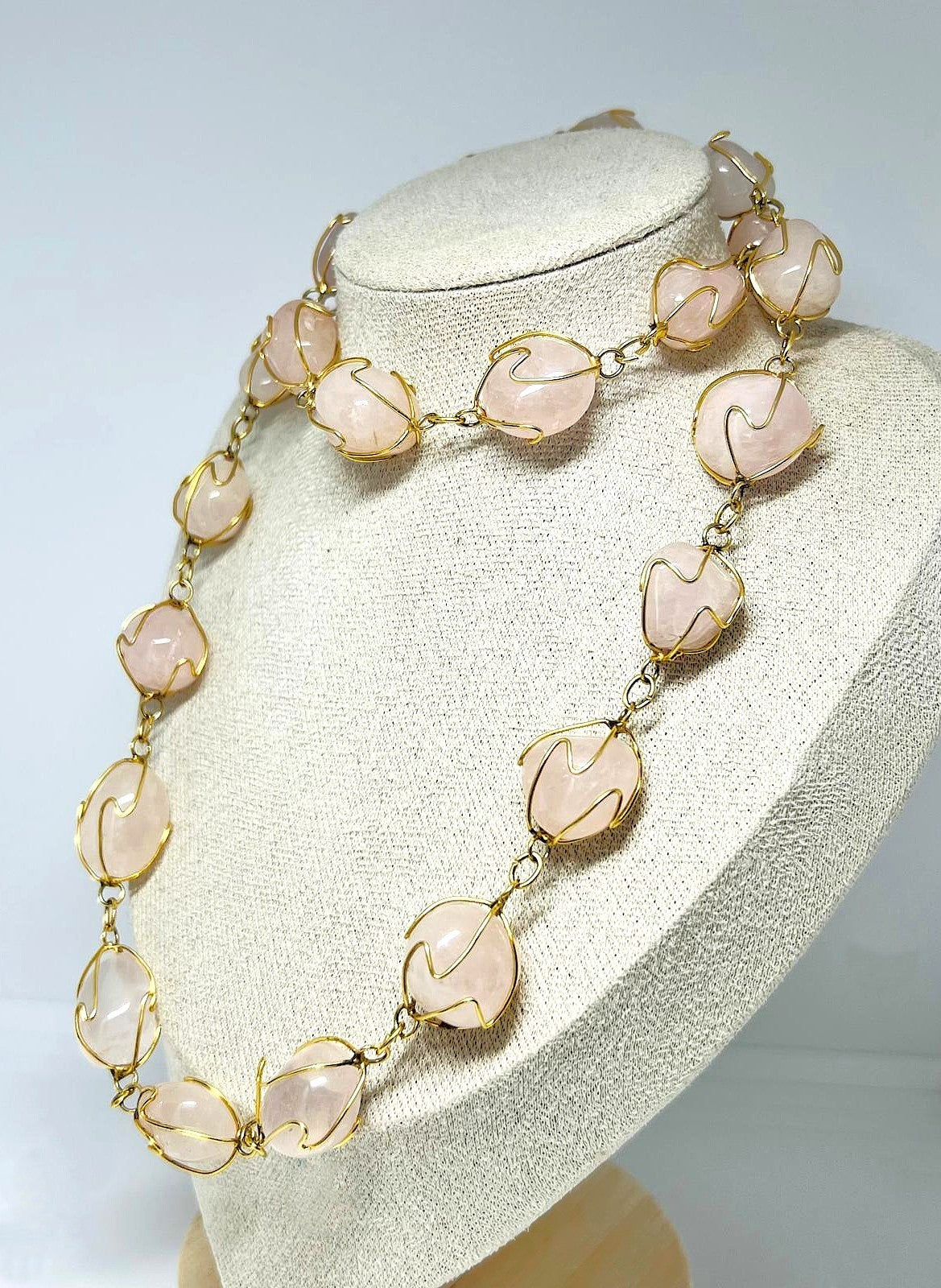 Luxus Vintage Rosenquarz Kette
