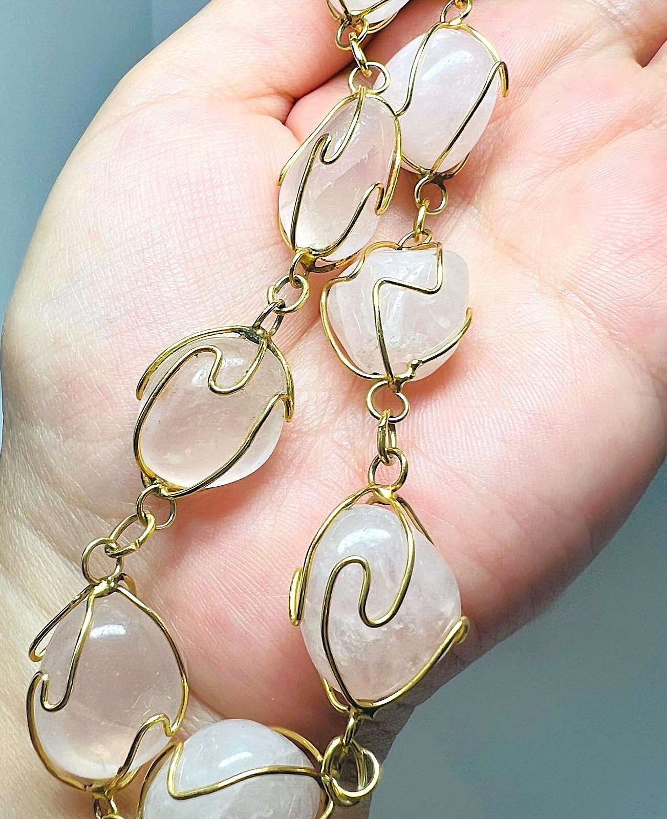 Luxus Vintage Rosenquarz Kette
