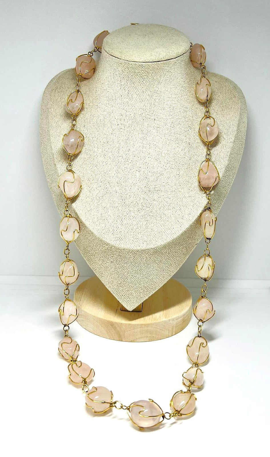 Luxus Vintage Rosenquarz Kette