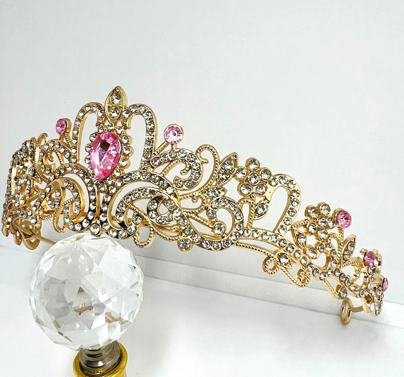 Krone Gold Pink Strass Kristall