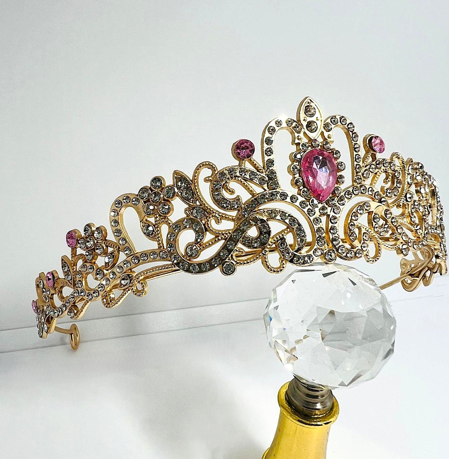 Krone Gold Pink Strass Kristall