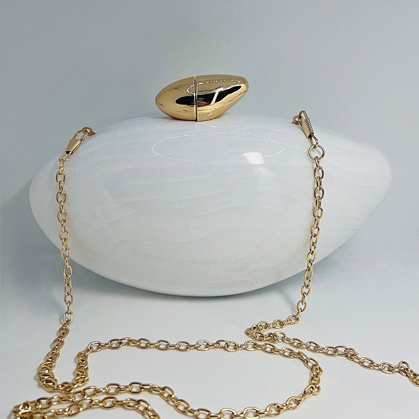 Luxury White Pearl Effect Clutch Bag