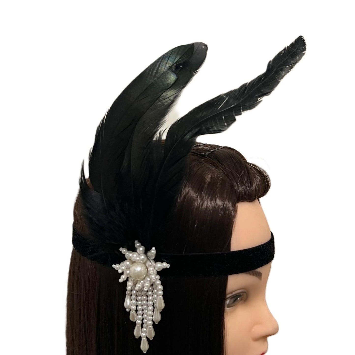 1920s Style Flapper Headband Black