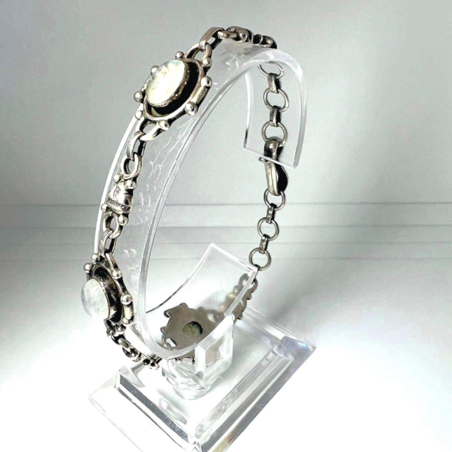 Vintage 925er Silber Armband mit Mondstein