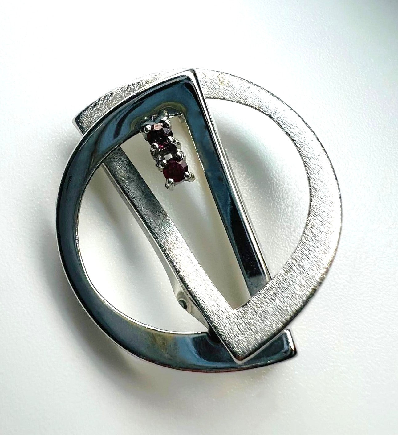 Vintage 925er Silber Brosche mit Rubinen