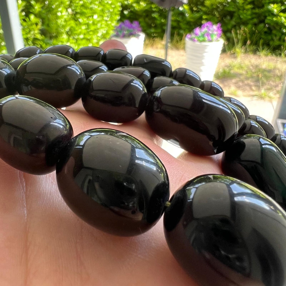 Antike Bakelit Catalin Kette Schwarz Kirschrot XXL Statement Collier Art Déco 109,2g