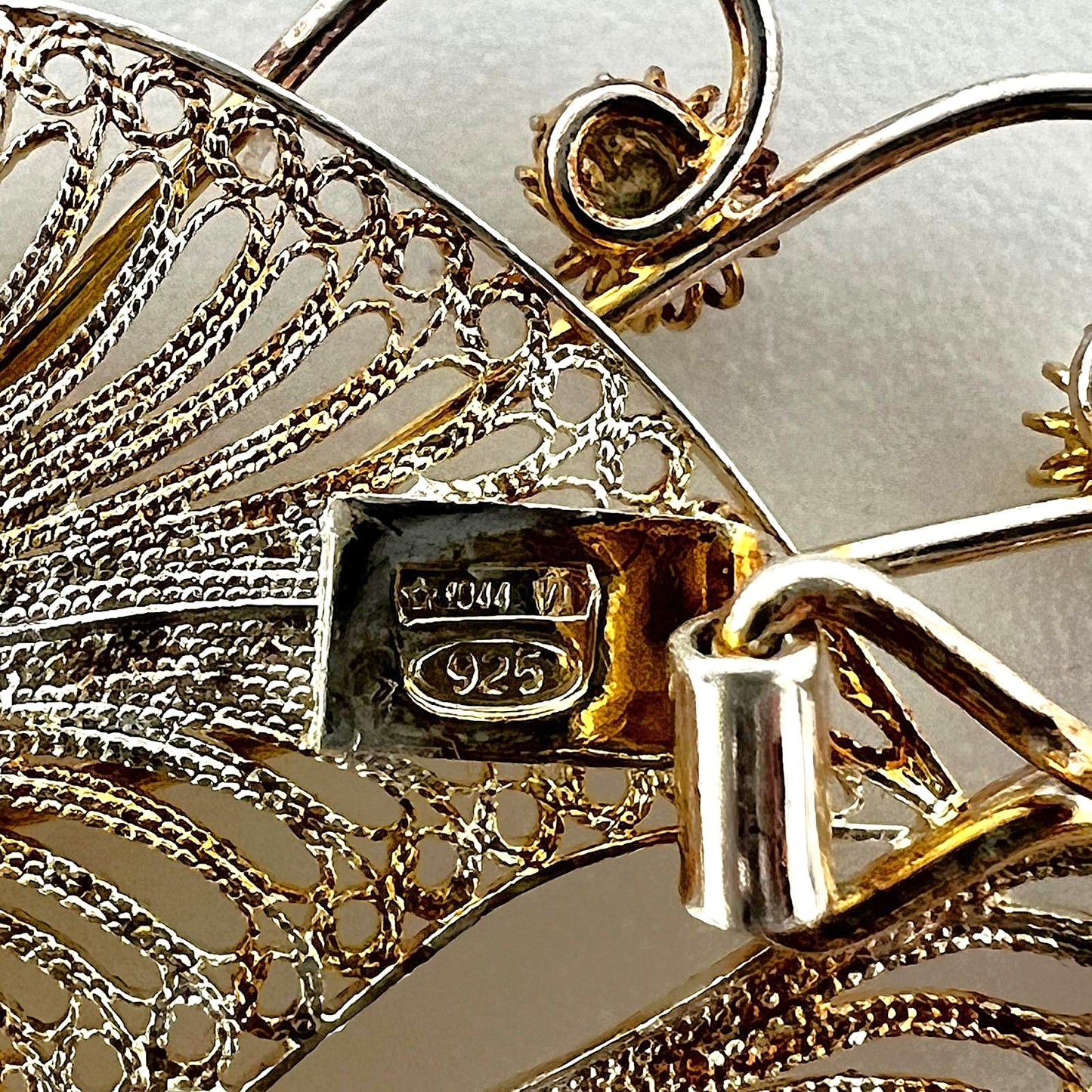 Italienische 925 Silber Filigran-Brosche