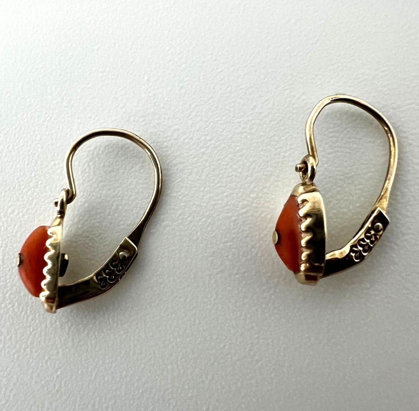 Antik-Stil 333 Gold Korallen-Kinderohrringe