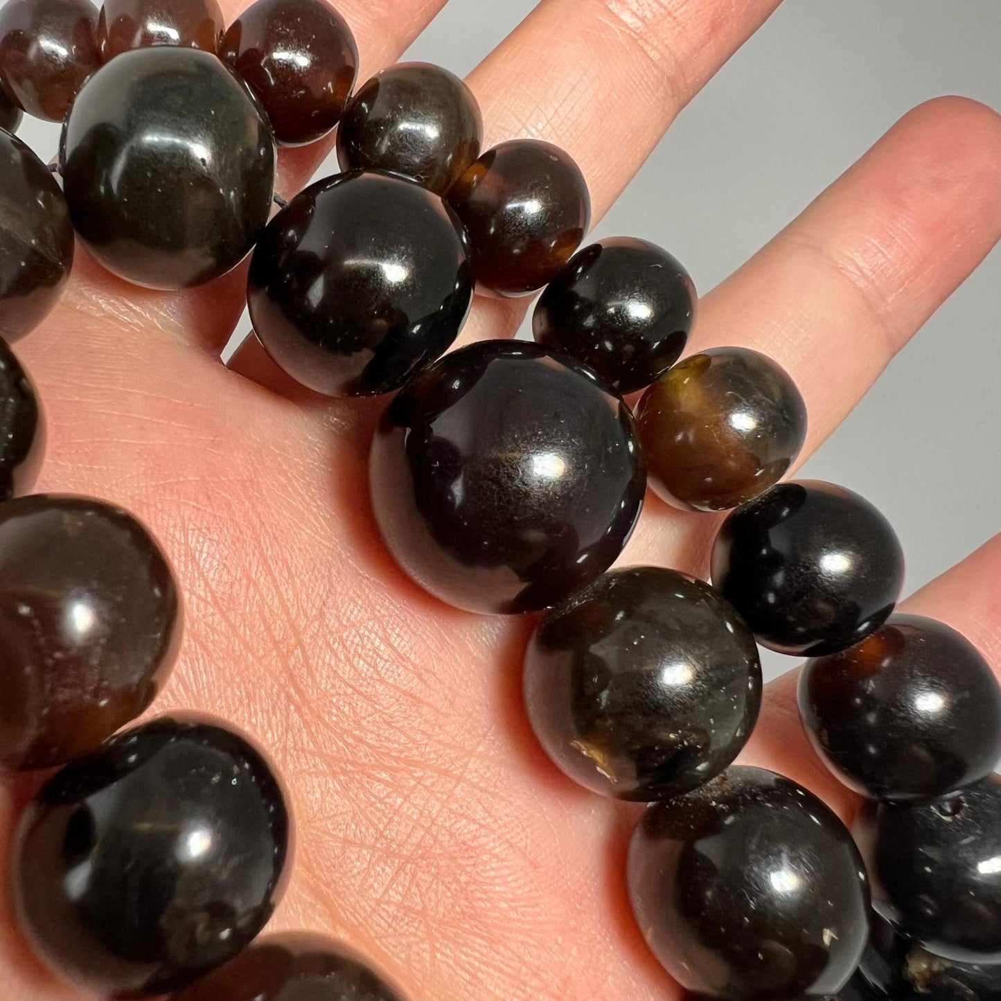 Art Deco Schwarze Bernstein Kette