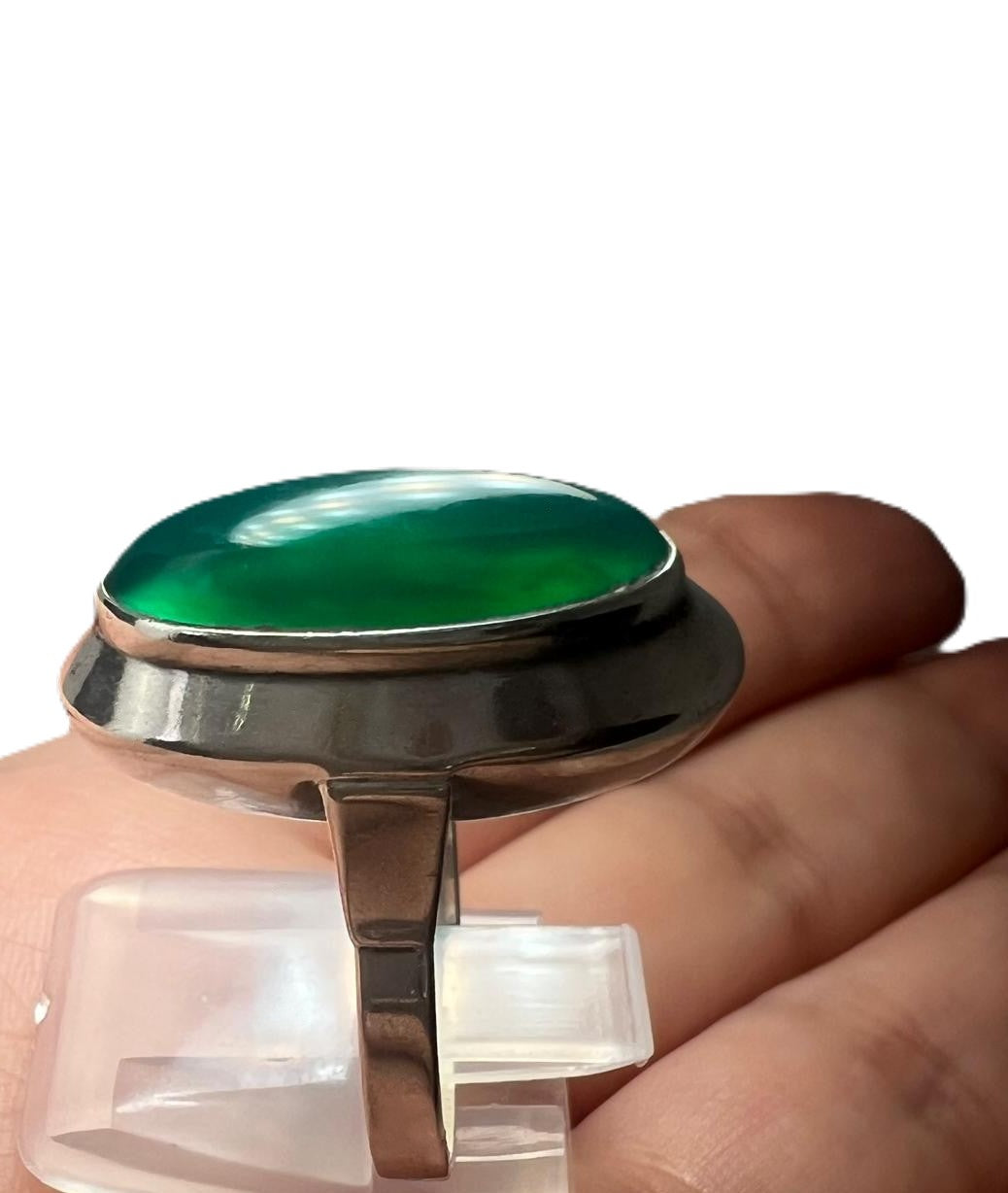 Art Déco 835 Silberring Chrysopras