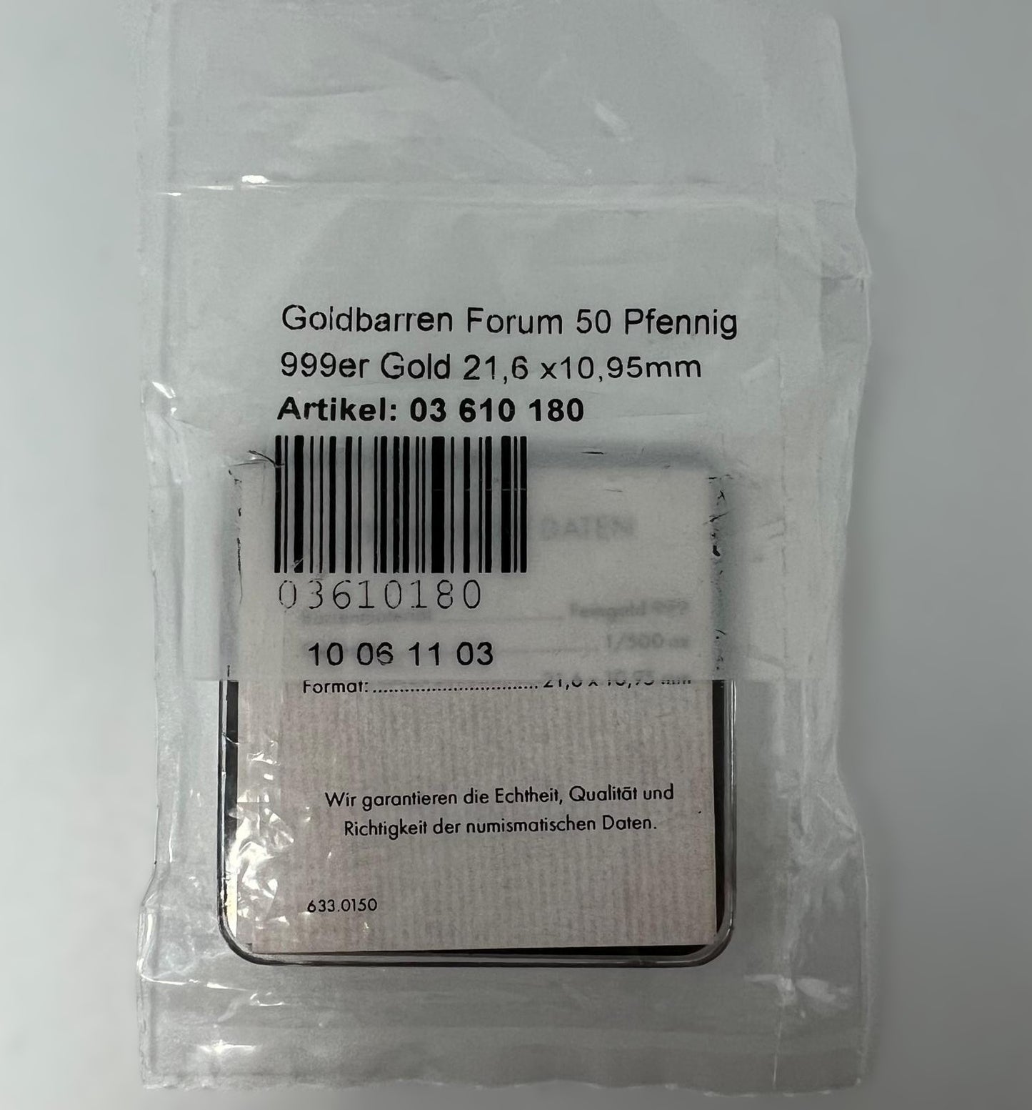 50 Pfennig Goldbarren