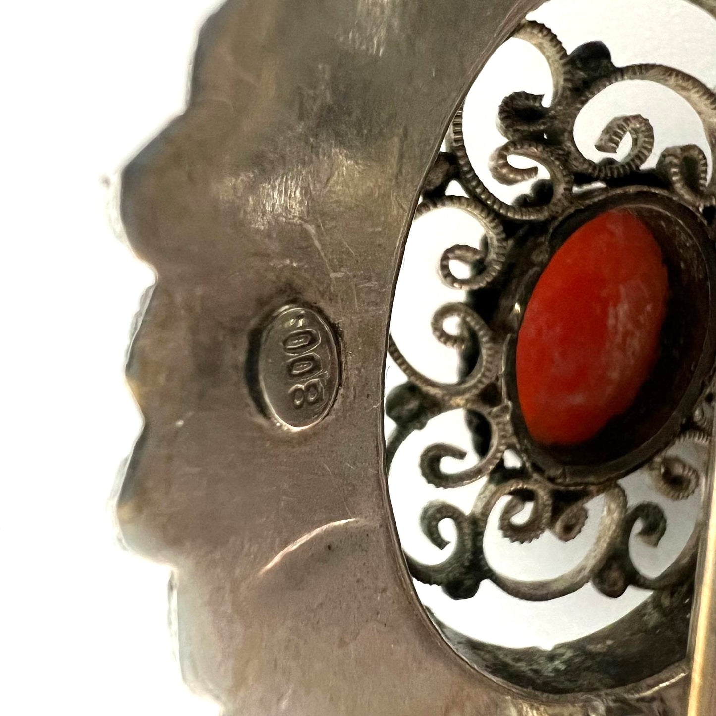 Antike Jugendstil Korallenbrosche
