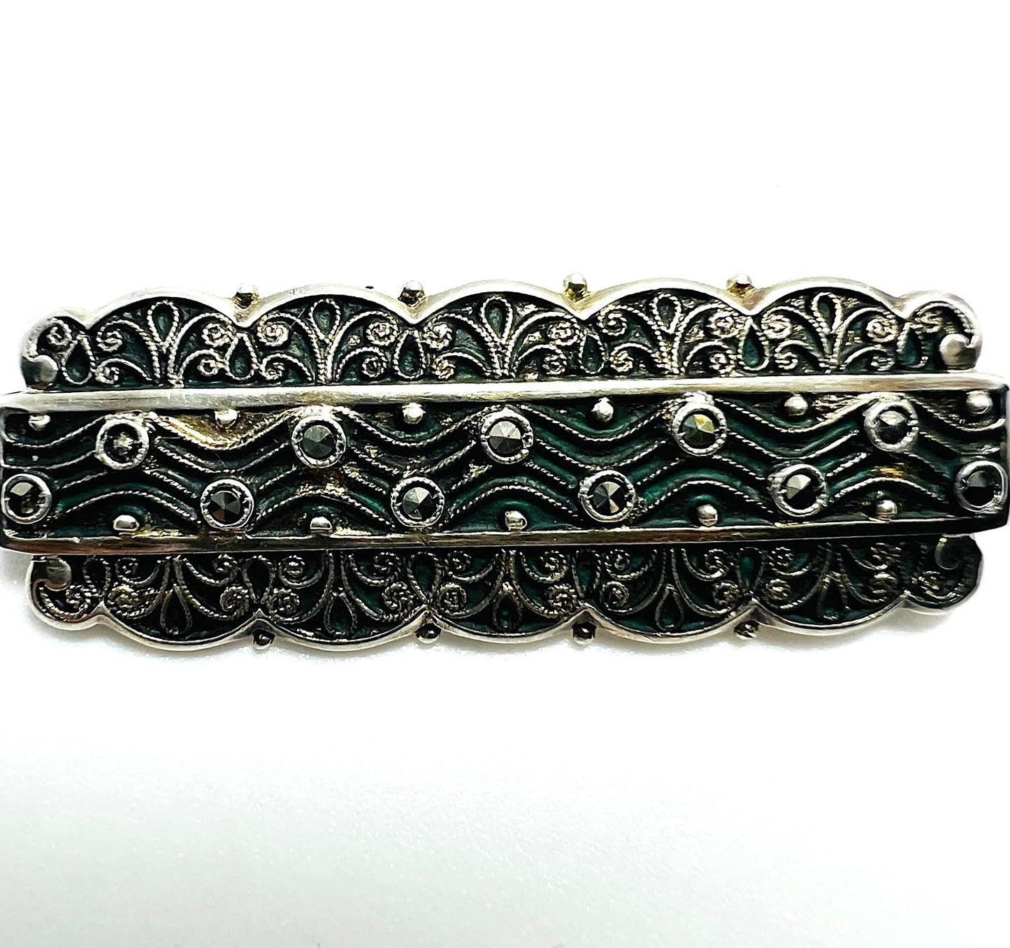 835er Silber-Brosche mit Markasiten