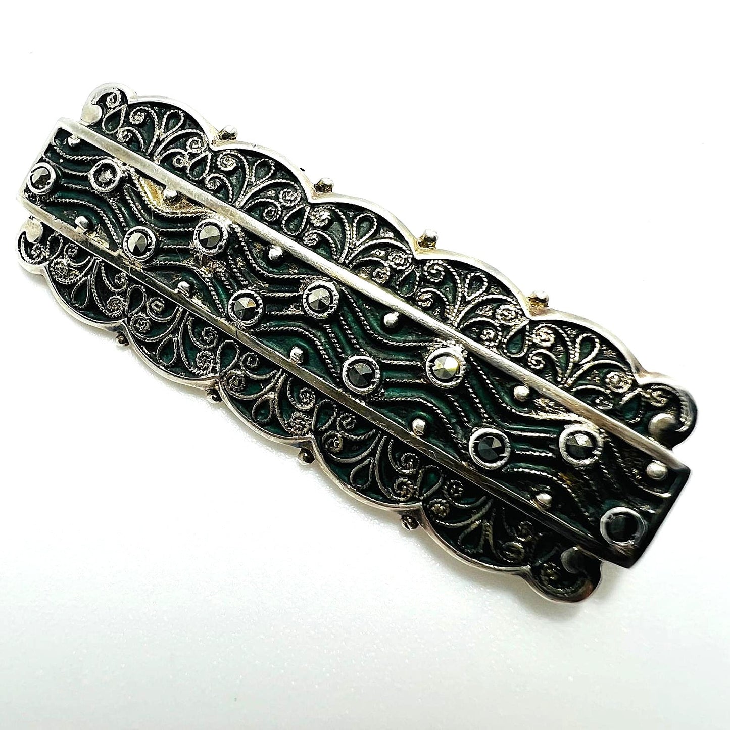 835er Silber-Brosche mit Markasiten