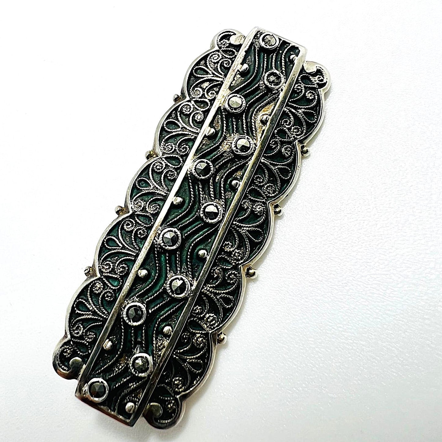 835er Silber-Brosche mit Markasiten