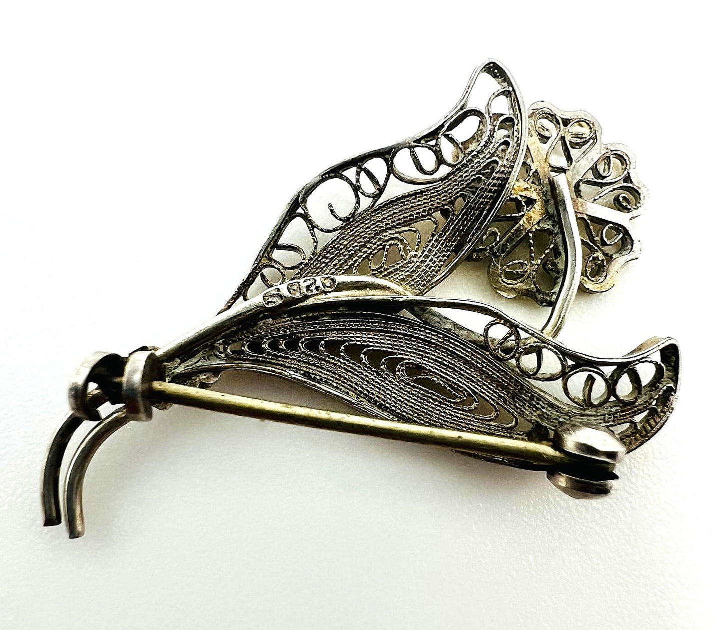 925 Silber Filigran Brosche