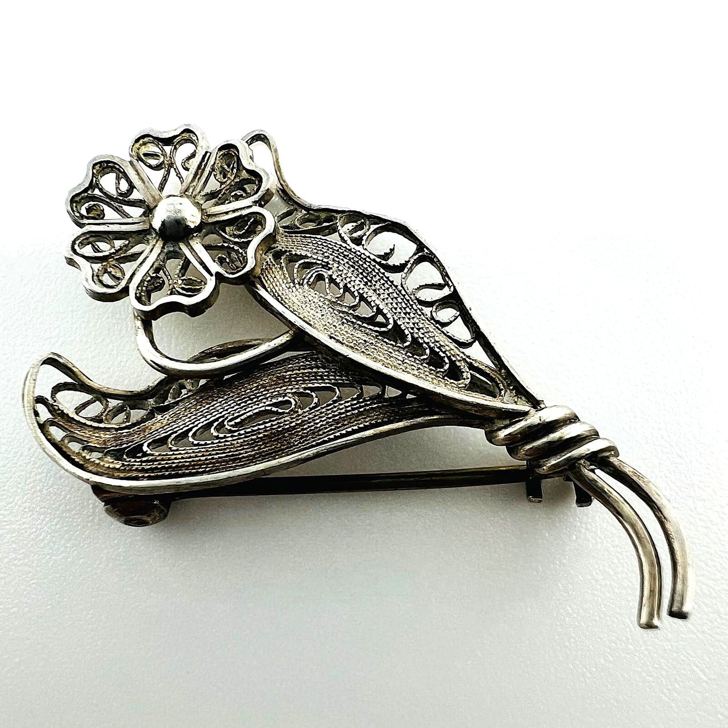 925 Silber Filigran Brosche