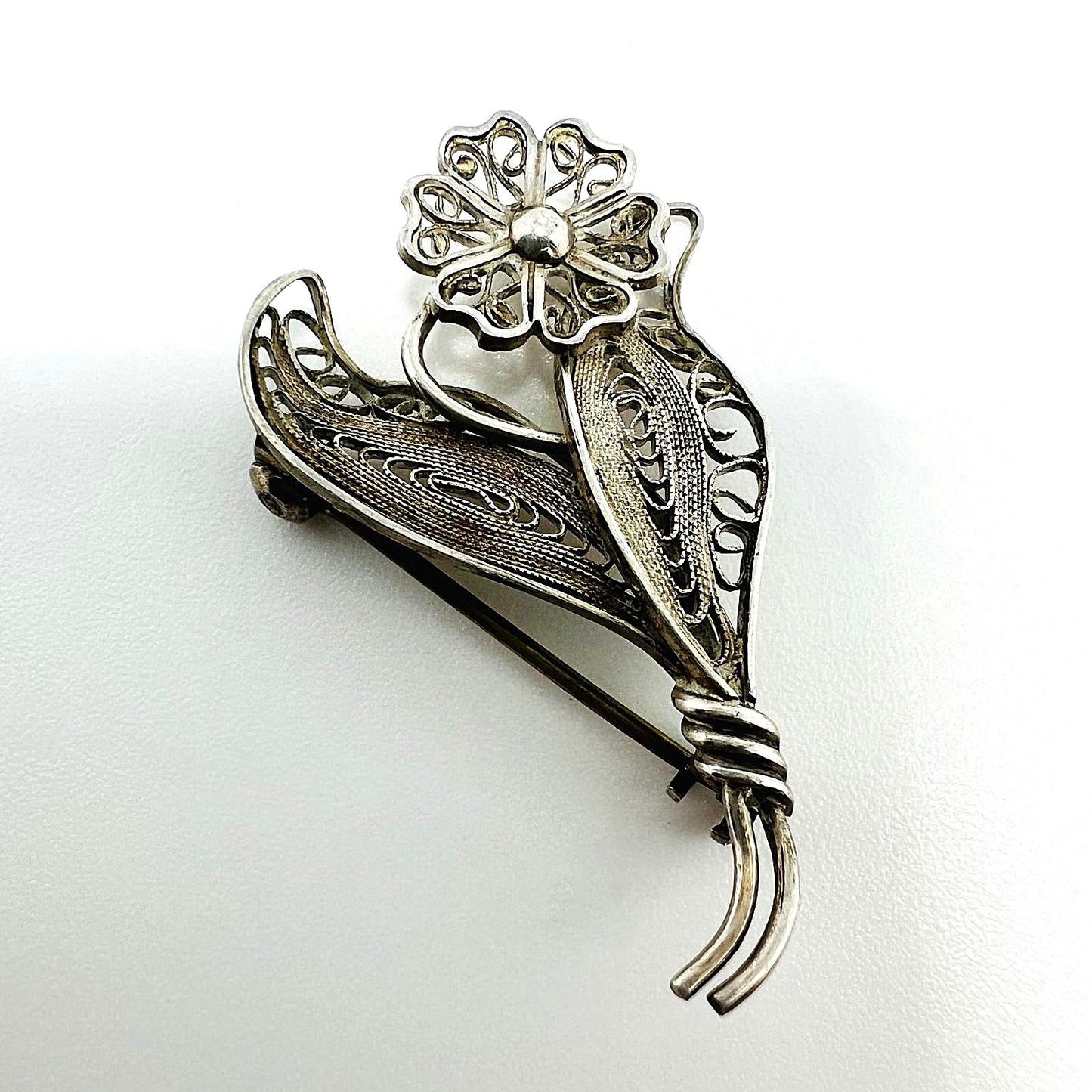 925 Silber Filigran Brosche