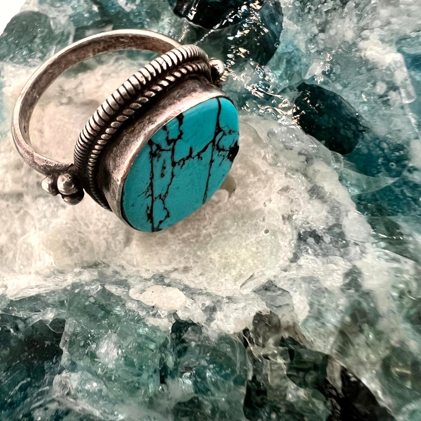 Vintage 925 Silver Ring with Turquoise – Handmade & Unique
