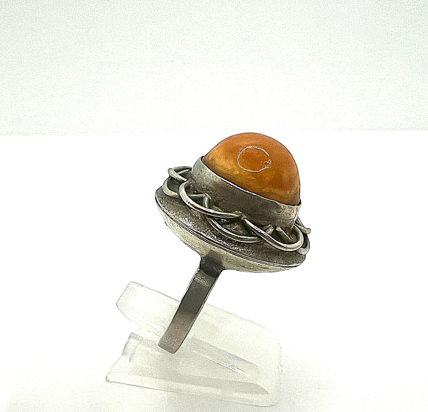 Amber Silberring Art Deco Ring