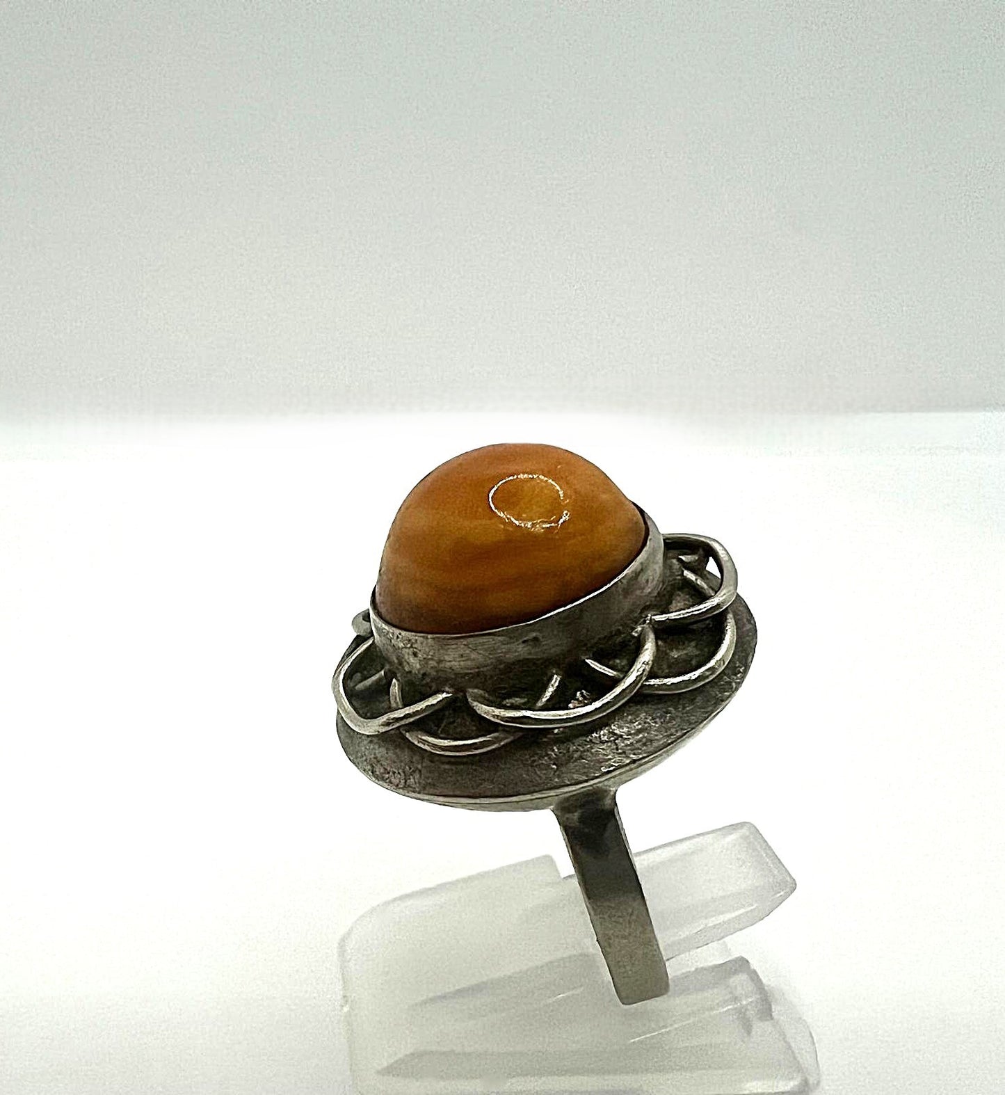 Amber Silberring Art Deco Ring