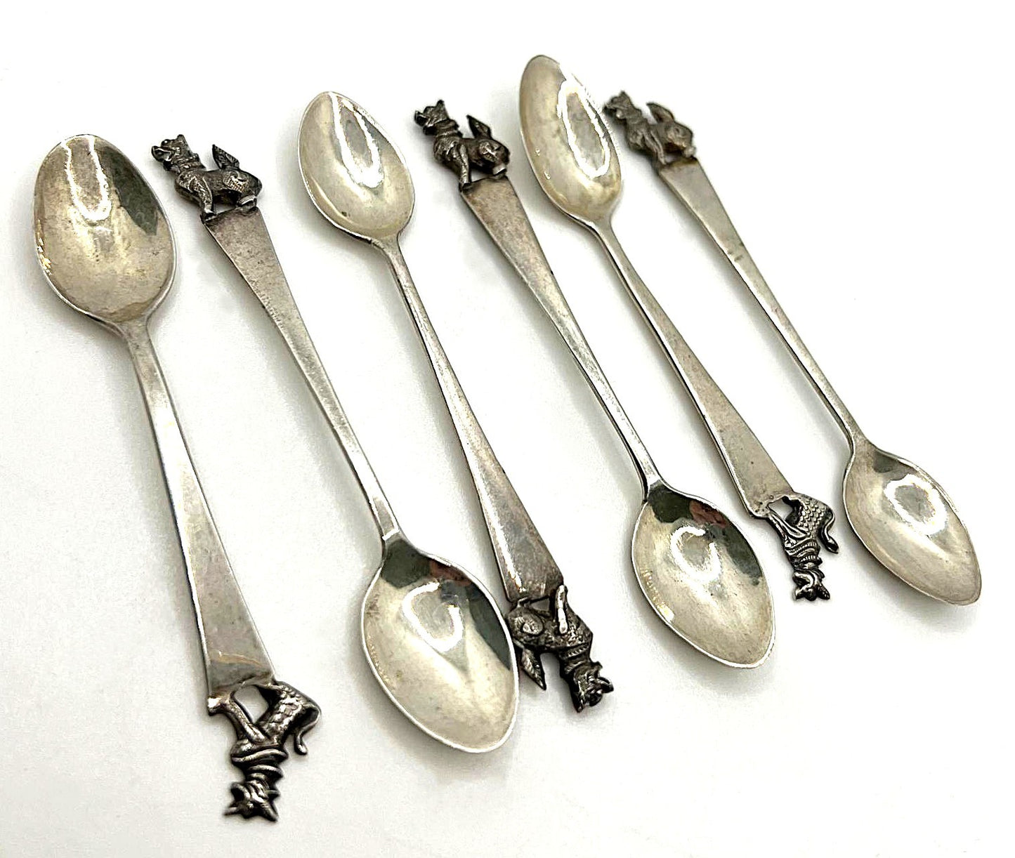 Antik Silber-Teelöffel Set