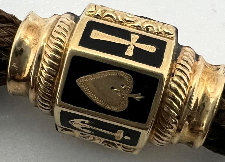 Antique Biedermeier hair chain with medallion & possible meteorite stone – A symbol of love and remembrance