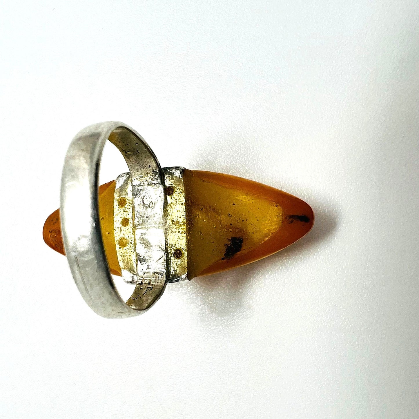 Antiker Butterscotch Amber Silber Ring
