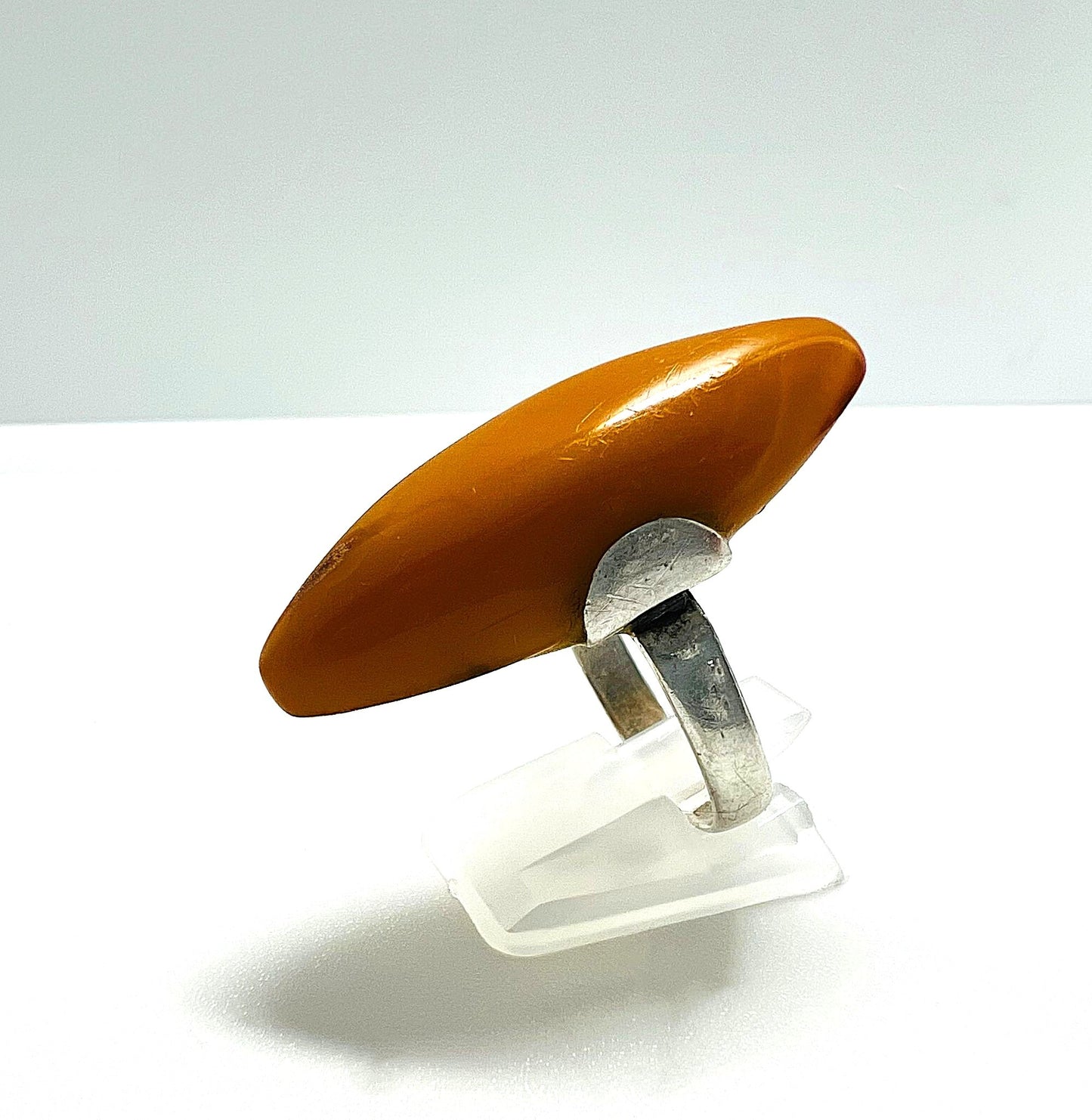 Antiker Butterscotch Amber Silber Ring