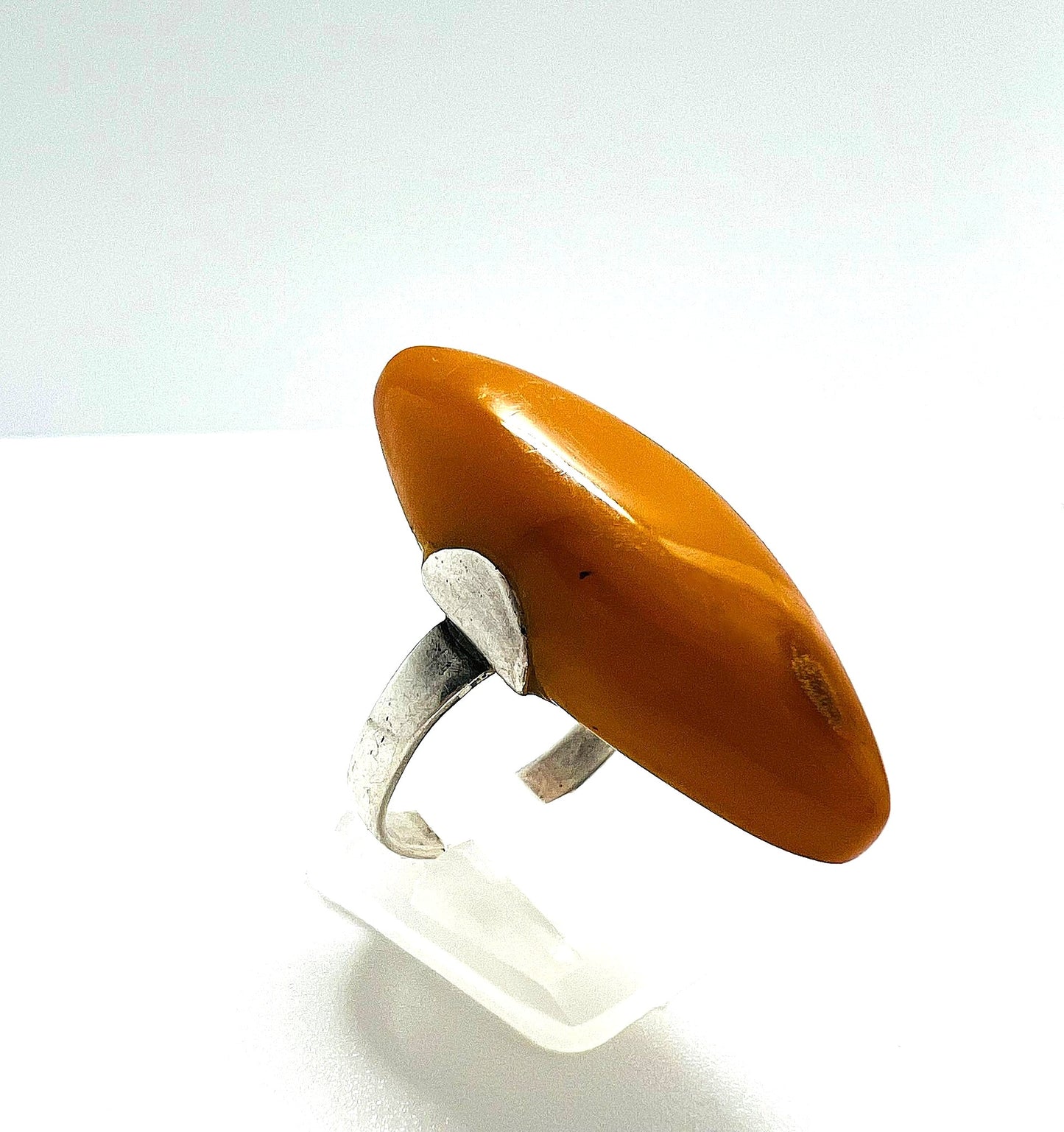 Antiker Butterscotch Amber Silber Ring