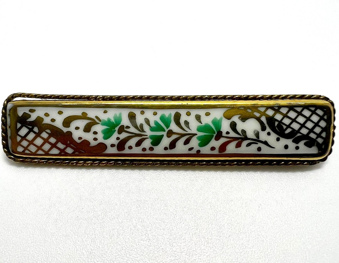Antique Porcelain Enamel Brooch