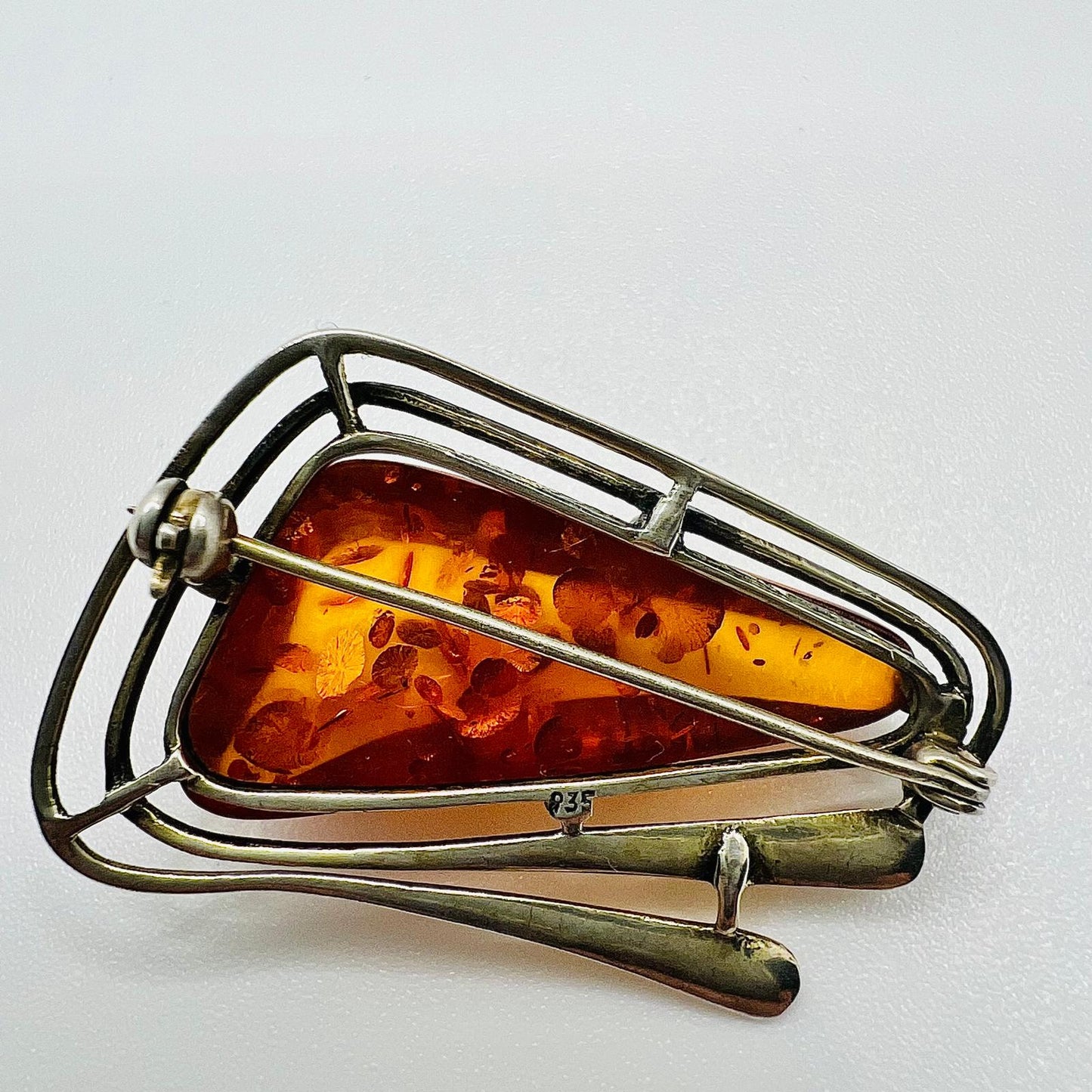 Art Deco 835 Silber Bernstein Brosche